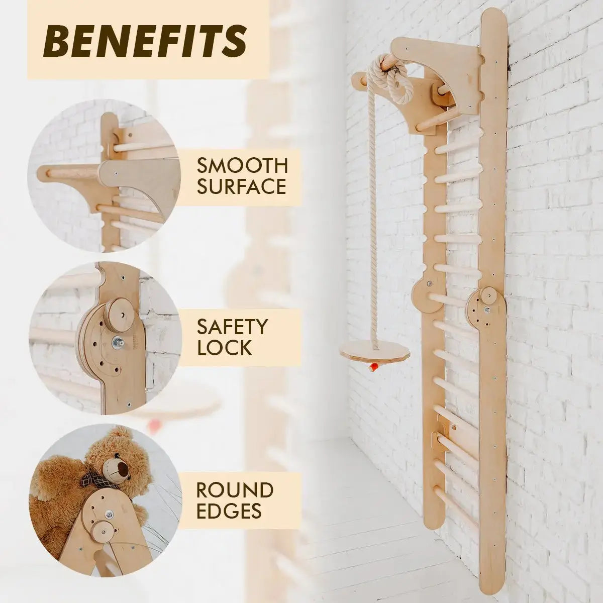 Swedish Ladder Set With Swing Gym 3 In 1 Slide Board And Triangle Ladder Goodevas Everetts Place: Online Boutique