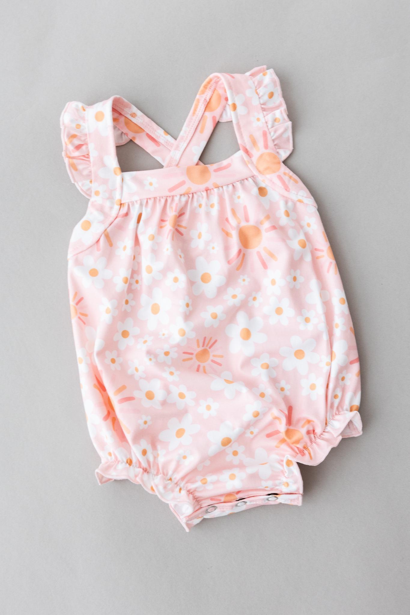 Sweet And Sunny Ruffle Cross Back Romper For Girls Mila & Rose ® Everetts Place: Online Boutique