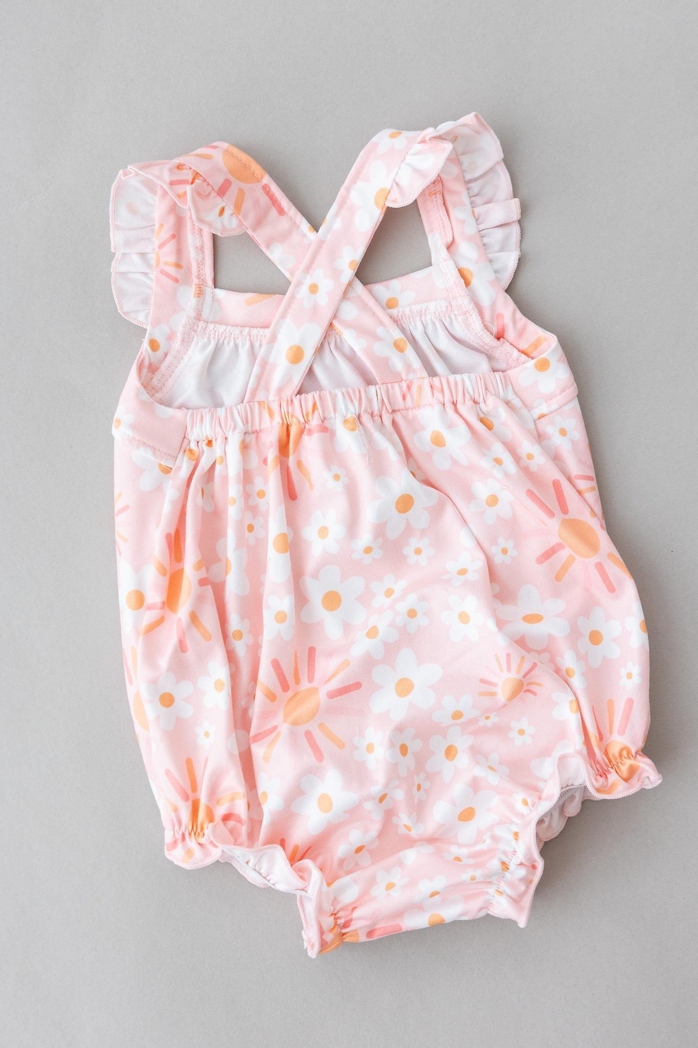 Sweet And Sunny Ruffle Cross Back Romper For Girls Mila & Rose ® Everetts Place: Online Boutique