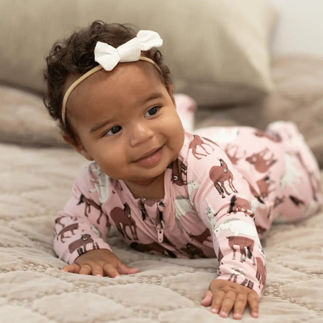 Sweet Bamboo Wild Horses Zipper Footie With Two Way Zipper Sweet Bamboo 