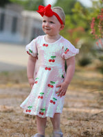 Rylee Faith Designs Sweet Cherry Sequins Cute Dress for Girls - Apparel & Accessories > Clothing > Activewear Dress