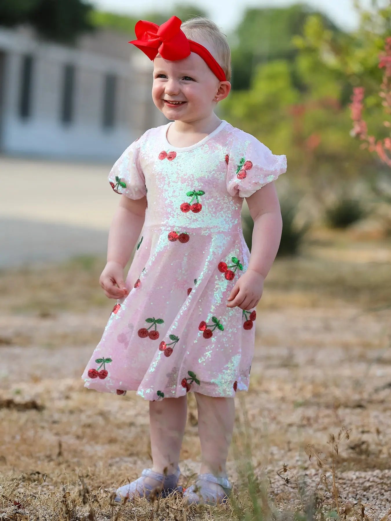 Sweet Cherry Sequins Cute Dress for Girls Rylee Faith Designs Everetts Place: Online Boutique