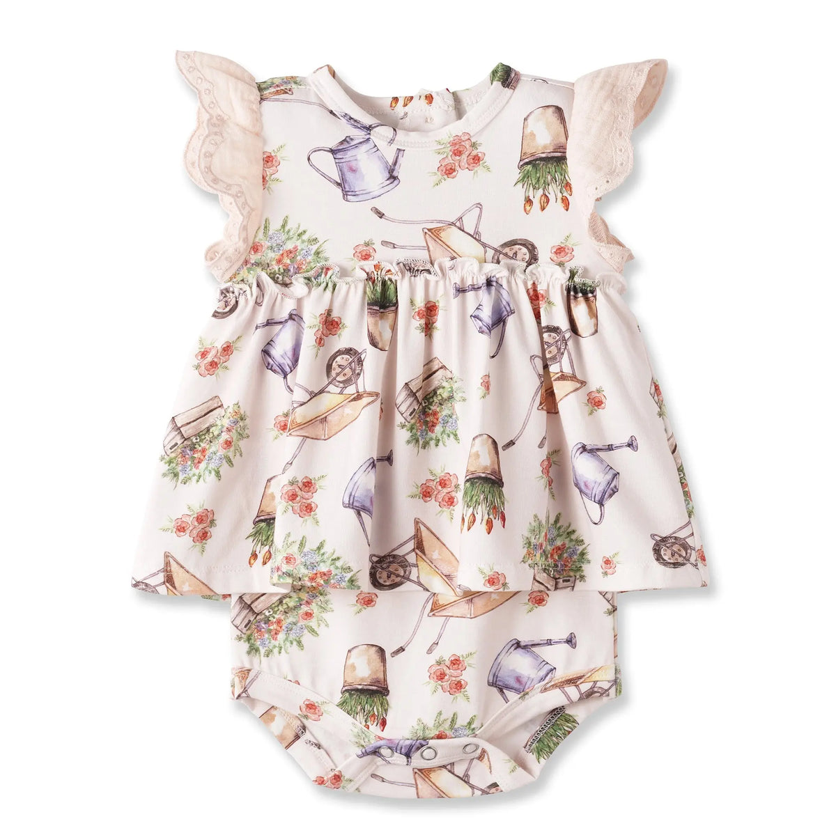Sweet Garden Print Skirted Bodysuit Bamboo Baby Outfit Ultra Soft Bamboo Spandex Tesa Babe 