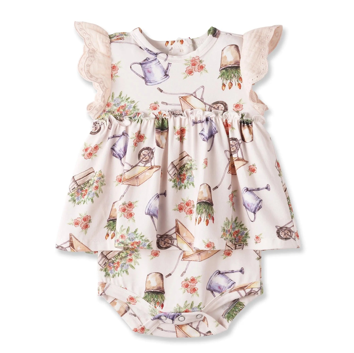 Sweet Garden Print Skirted Bodysuit Bamboo Baby Outfit Ultra Soft Bamboo Spandex Tesa Babe 