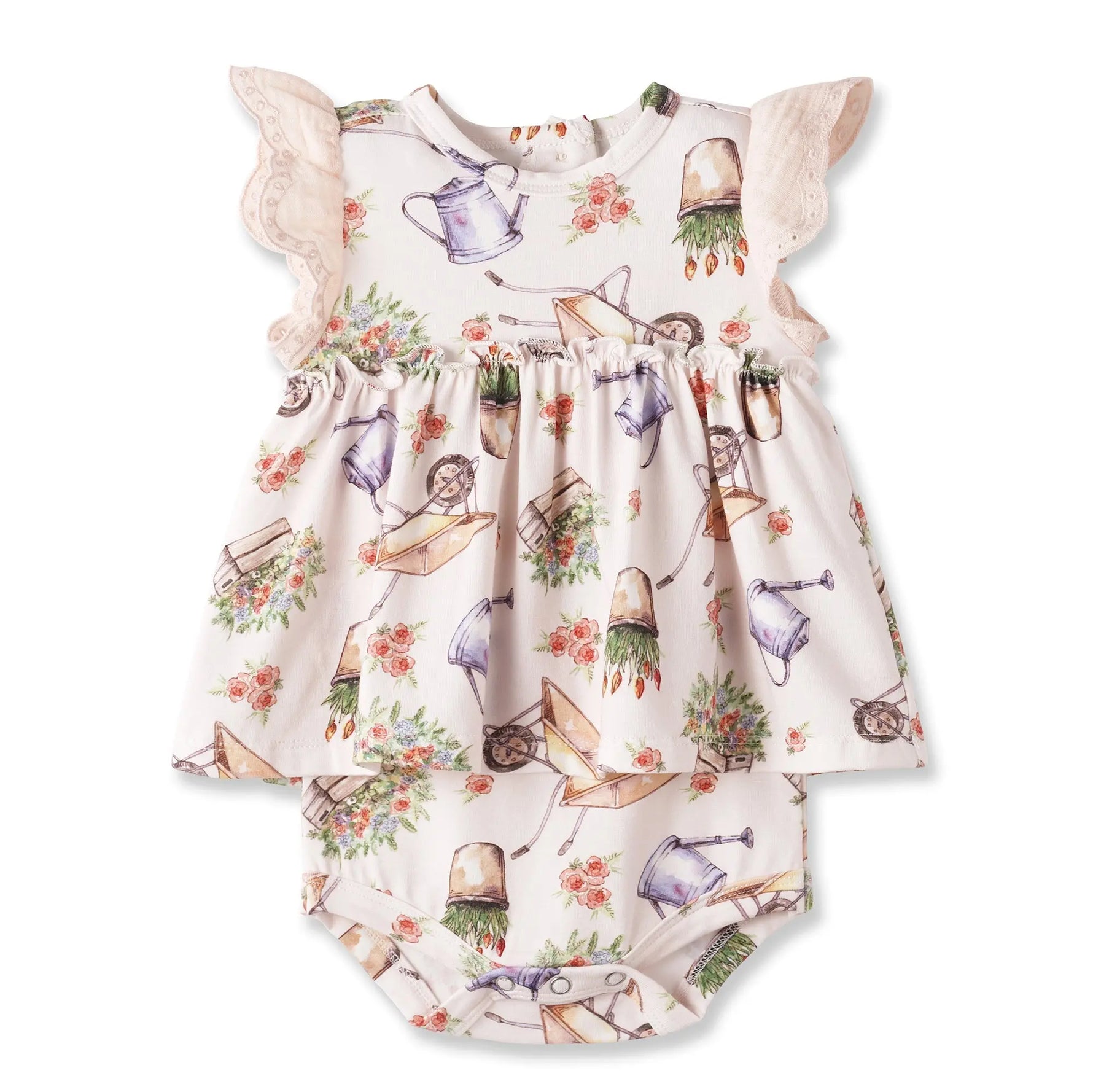 Sweet Garden Print Skirted Bodysuit Bamboo Baby Outfit Ultra Soft Bamboo Spandex Tesa Babe 