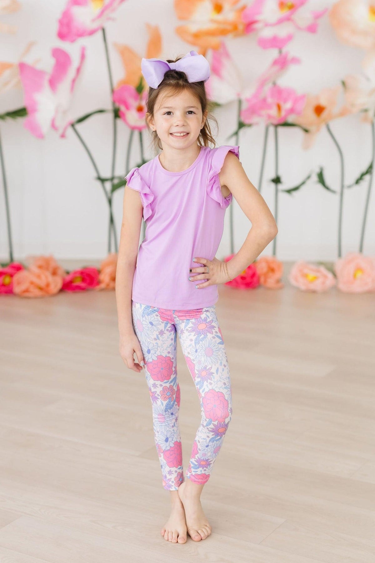 Mila & Rose Sweet Springtime organic baby leggings, soft cotton, pastel floral print.