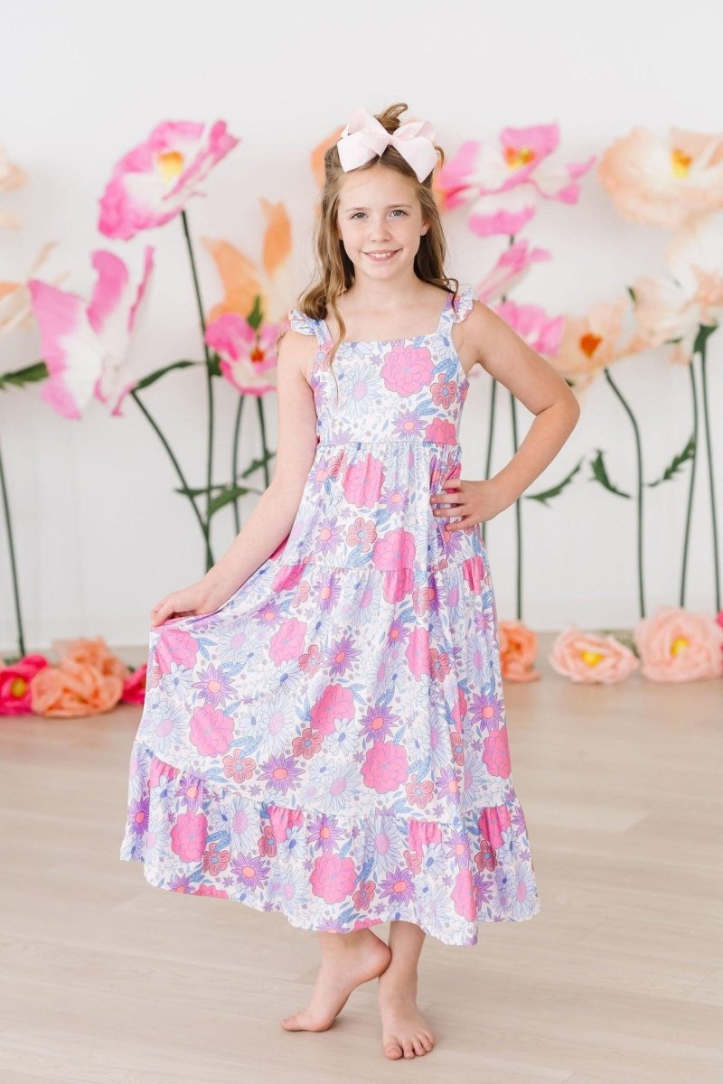 Sweet Springtime Ruffle Maxi Dress Girls Print Collection - Everetts Place Boutique - 