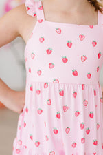 Sweet Strawberries Ruffle Maxi Dress For Summer Girls Mila & Rose ® Everetts Place: Online Boutique