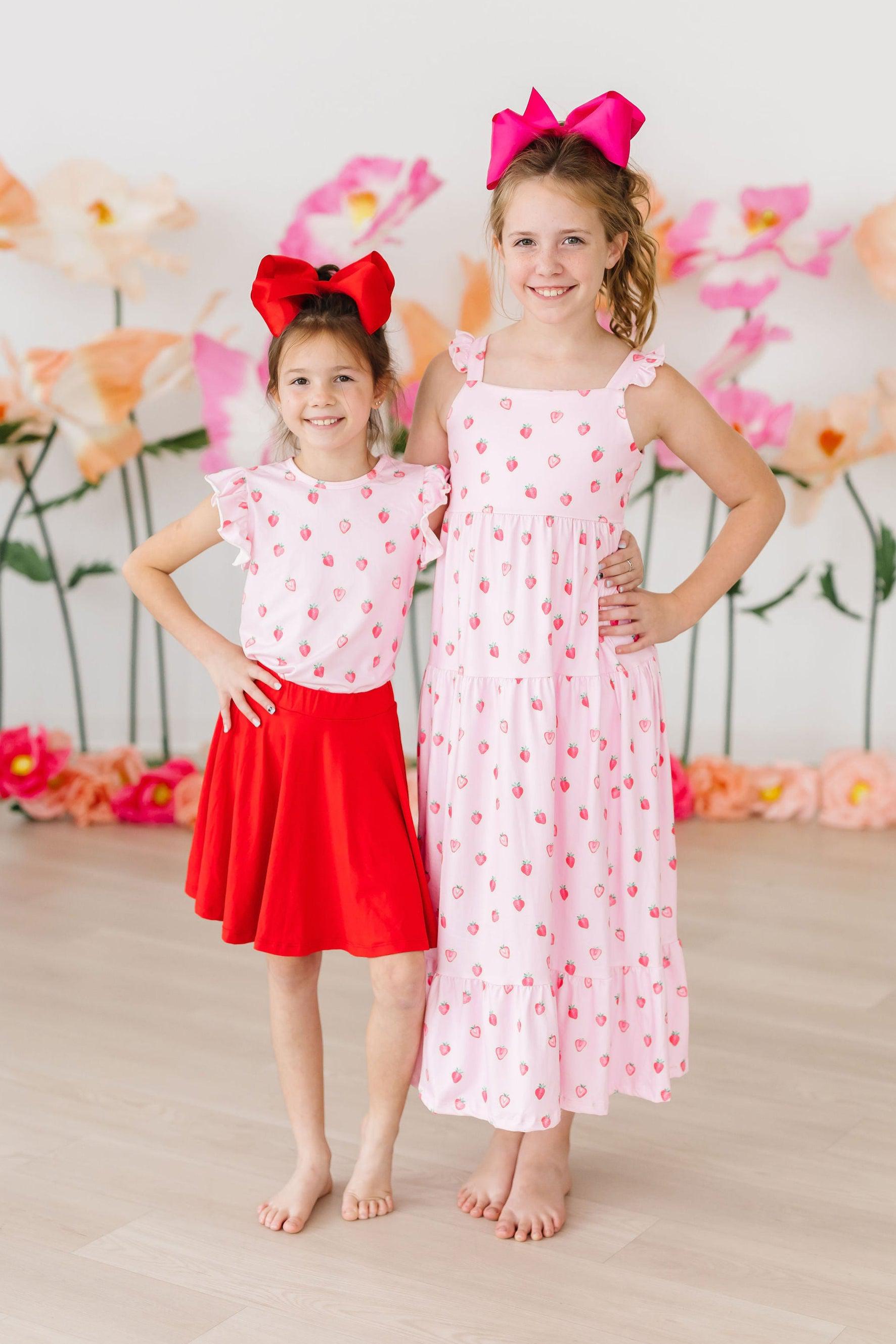 Sweet Strawberries Short Sleeve Ruffle Tee For Girls Mila & Rose ® Everetts Place: Online Boutique
