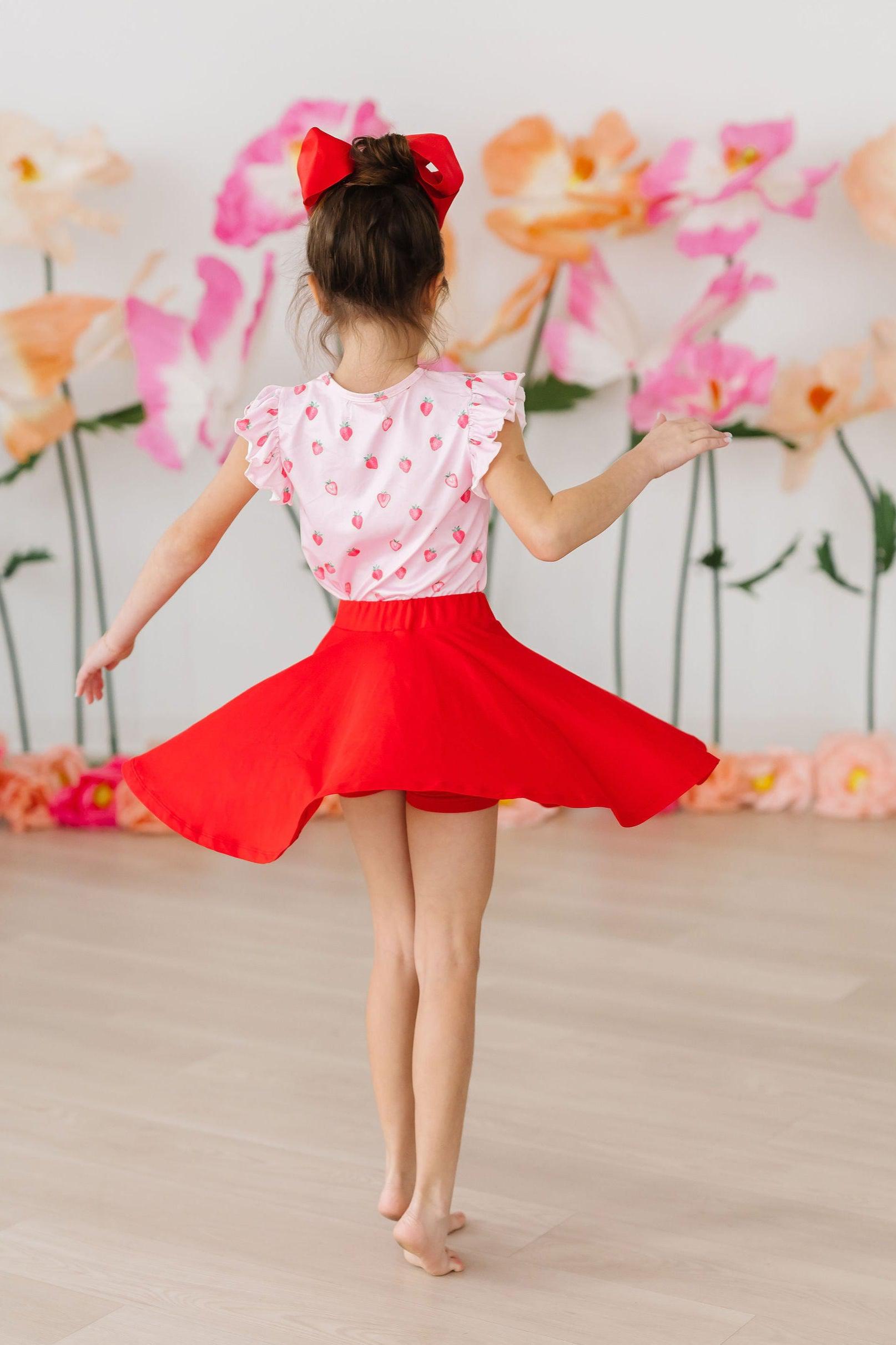 Sweet Strawberries Short Sleeve Ruffle Tee For Girls Mila & Rose ® Everetts Place: Online Boutique