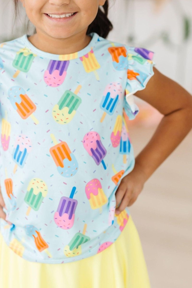 Sweet Treat Short Sleeve Ruffle Tee For Girls Print - Everetts Place Boutique - 