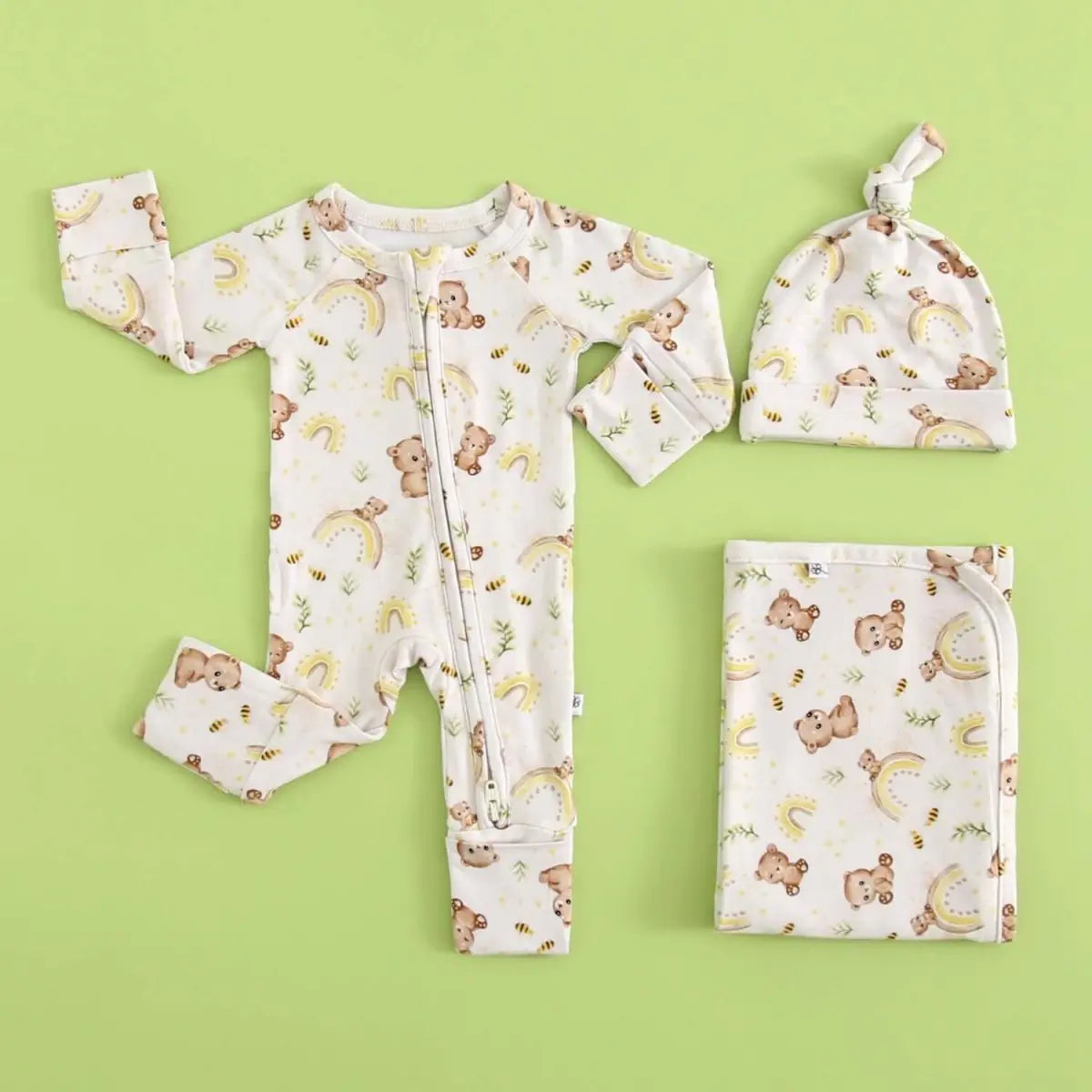 Luxie Charm Sweet as Honey Zippered Baby Romper - Everetts Place Boutique - 