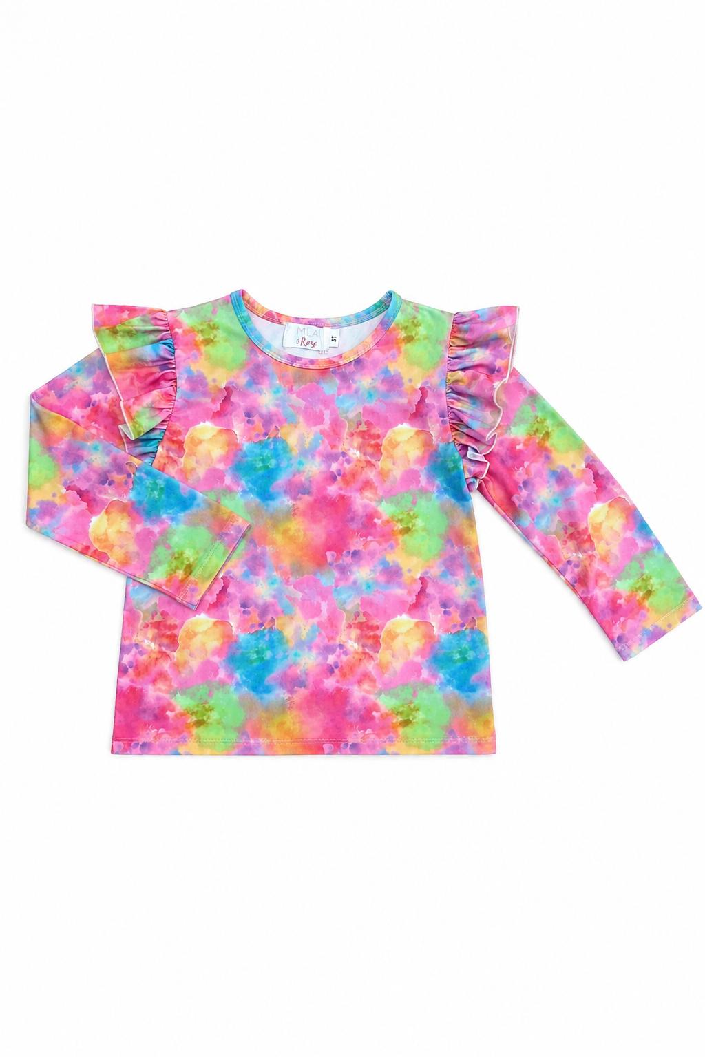 Swirly Whirly L/S Ruffle Tee by Mila & Rose ®