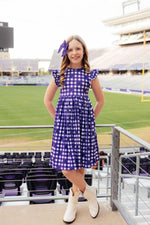 TCU Plaid Frog Flutter Twirl Dress for Girls Spirit Wear - Everetts Place Boutique - 