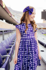 TCU Plaid Frog Flutter Twirl Dress for Girls Spirit Wear - Everetts Place Boutique - 