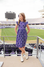 TCU Plaid Frog Flutter Twirl Dress for Girls Spirit Wear - Everetts Place Boutique - 