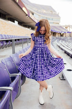 TCU Plaid Frog Flutter Twirl Dress for Girls Spirit Wear - Everetts Place Boutique - 
