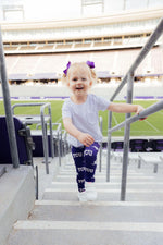 Mila & Rose TCU purple frog print baby leggings