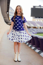 TCU Purple Frog Ruffle Pocket Tee for Girls Outfit Game Day Mila & Rose ® Everetts Place: Online Boutique