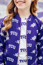 TCU Purple Frog Satin Jacket For Kids By Mila And Rose Mila & Rose ® Everetts Place: Online Boutique
