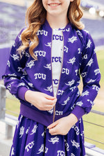 TCU Purple Frog Satin Jacket For Kids By Mila And Rose Mila & Rose ® Everetts Place: Online Boutique