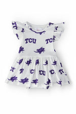 TCU White Frog Flutter Twirl Bodysuit for Baby Girls - Everetts Place Boutique - Twirl Bodysuit - S/S Flutter