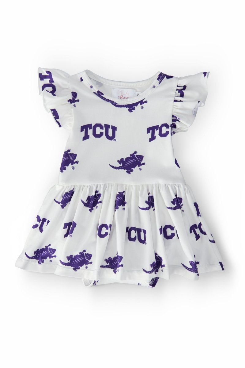 TCU White Frog Flutter Twirl Bodysuit for Baby Girls - Everetts Place Boutique - Twirl Bodysuit - S/S Flutter