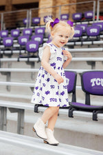 TCU White Frog Flutter Twirl Dress for Game Day Girls Mila & Rose ® Everetts Place: Online Boutique
