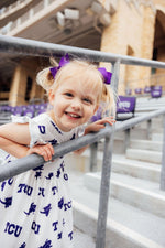 TCU White Frog Flutter Twirl Dress for Game Day Girls Mila & Rose ® Everetts Place: Online Boutique