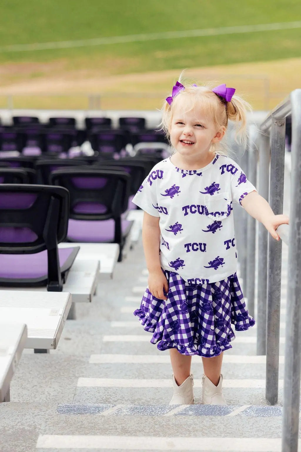 TCU White Frog Ruffle Pocket Tee for Girls Apparel Mila & Rose ® Everetts Place: Online Boutique
