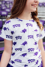 TCU White Frog Ruffle Pocket Tee for Girls Apparel Mila & Rose ® Everetts Place: Online Boutique