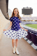 TCU White Frog Ruffle Twirl Skort For Girls Game Day Ready Mila & Rose ® Everetts Place: Online Boutique