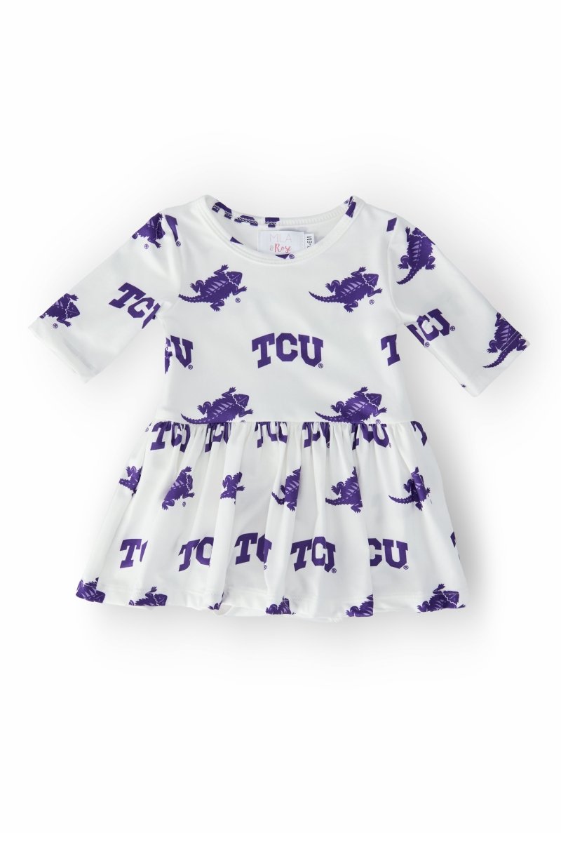 TCU White Frog Twirl Bodysuit Three Quarter Sleeve Baby - Everetts Place Boutique - 