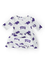 TCU White Frog Twirl Bodysuit Three Quarter Sleeve Baby - Everetts Place Boutique - 