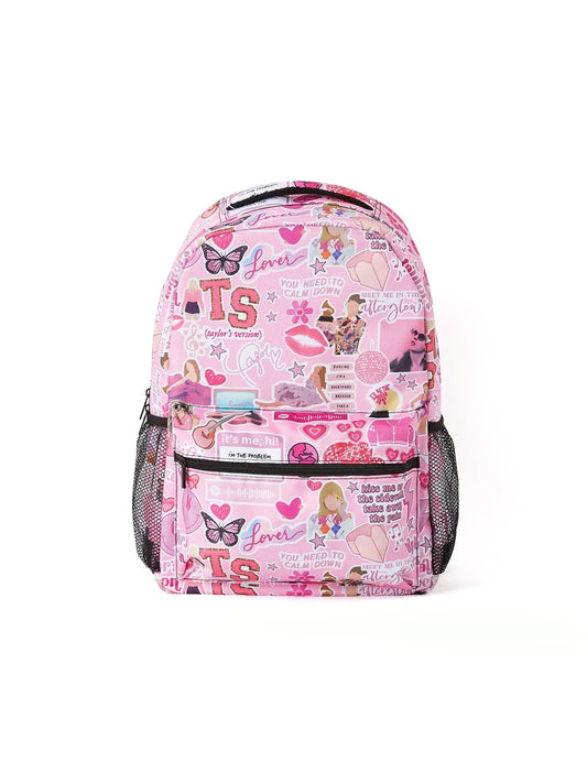 TS Print Pink Backpack With Spacious Compartments Stylish Rylee Faith Designs Everetts Place: Online Boutique