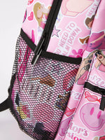 Rylee Faith Designs TS Print Pink Backpack With Spacious Compartments Stylish - Luggage & Bags > Backpacks Backpack