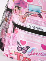 Rylee Faith Designs TS Print Pink Backpack With Spacious Compartments Stylish - Luggage & Bags > Backpacks Backpack