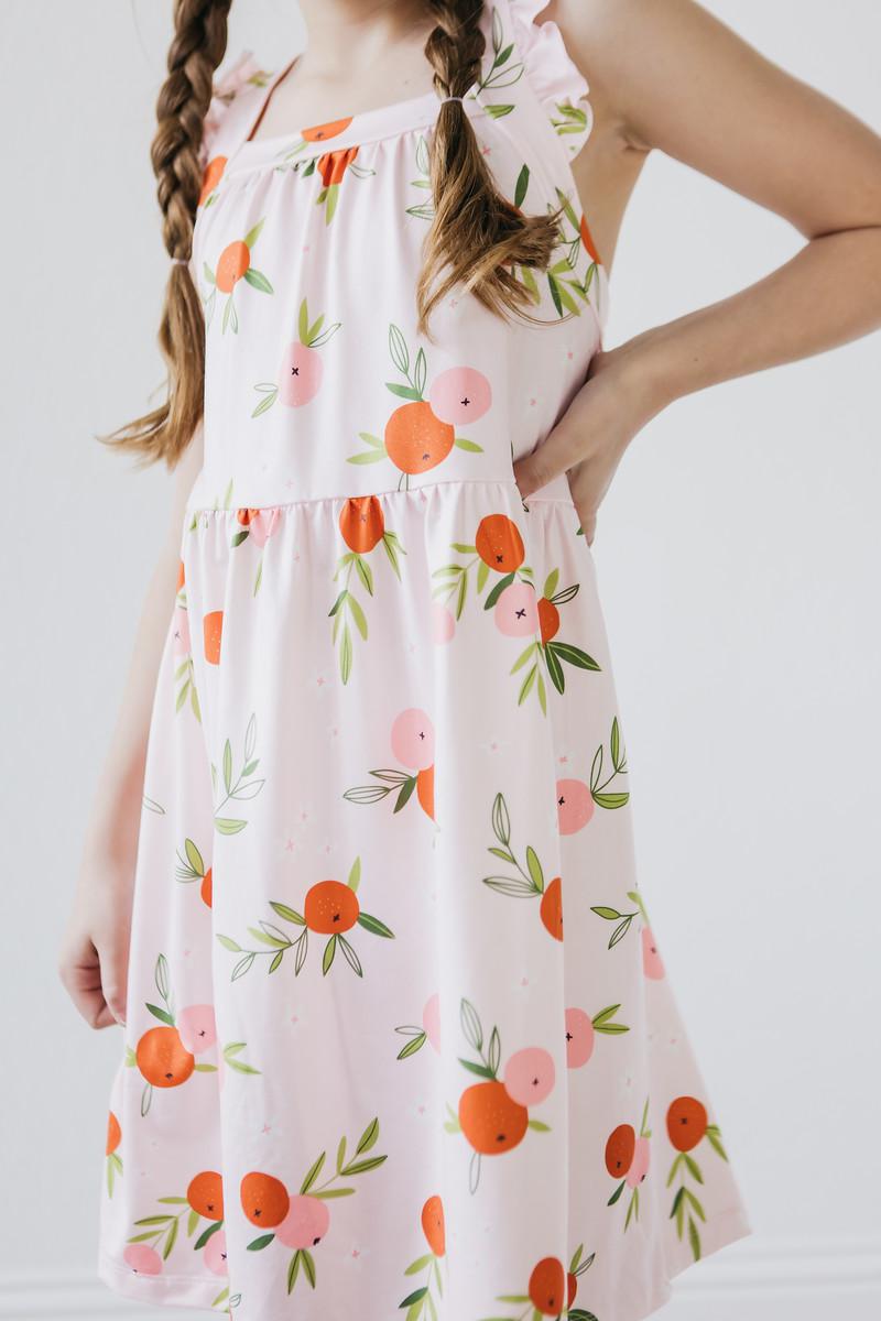 Tangerine Ruffle Cross Back Dress Girls Summer Outfit - Everetts Place Boutique - 
