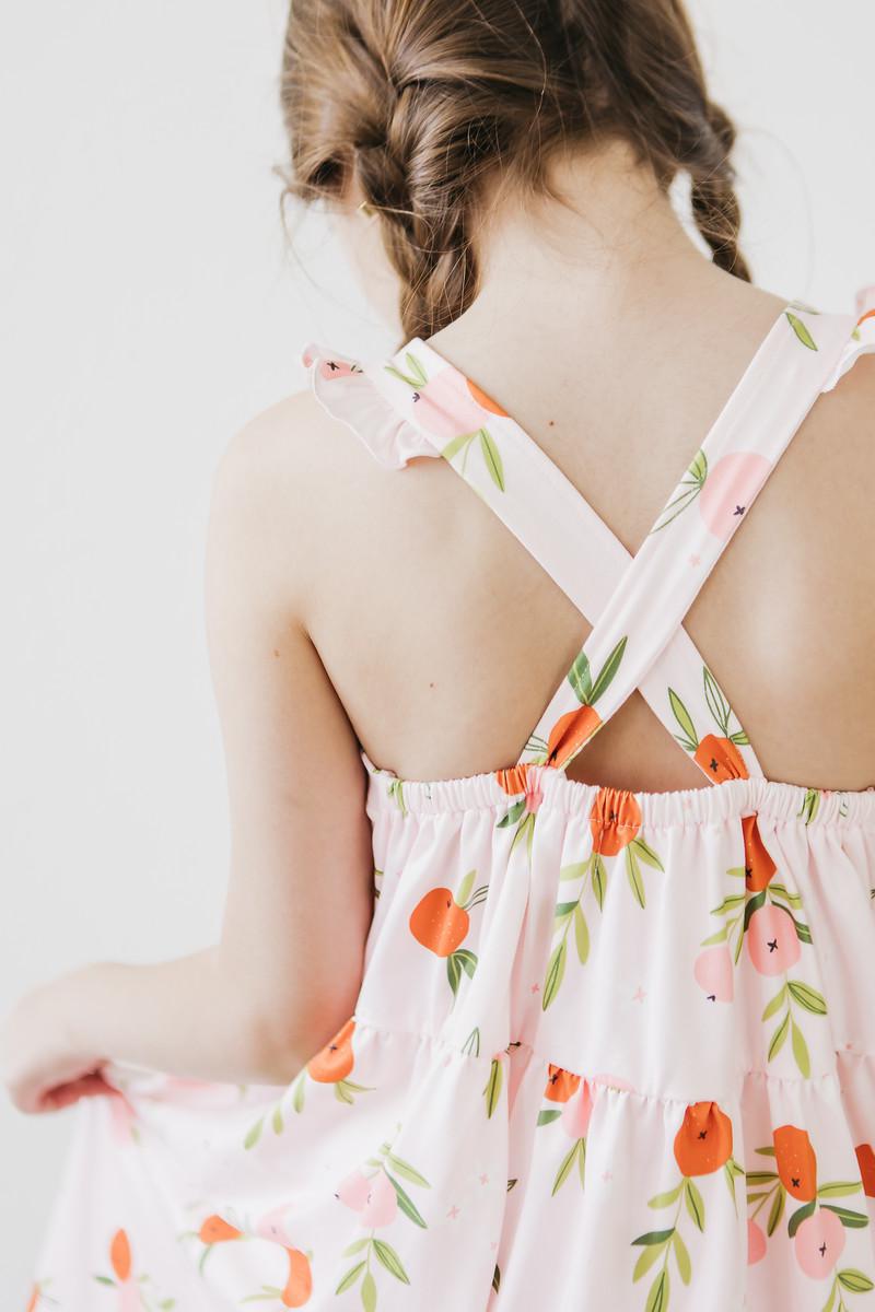 Tangerine Ruffle Cross Back Dress Girls Summer Outfit - Everetts Place Boutique - 