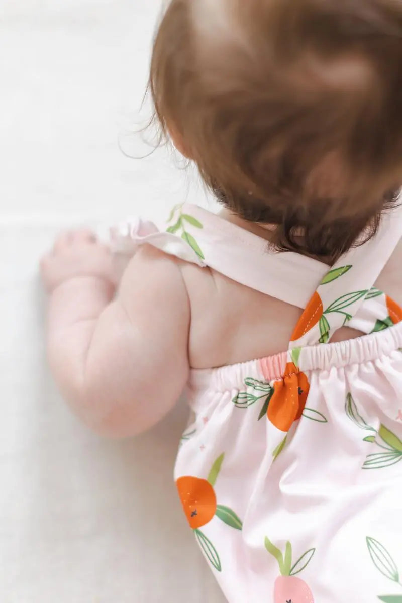 Mila & Rose ® Tangerine Ruffle Cross Back Romper - 