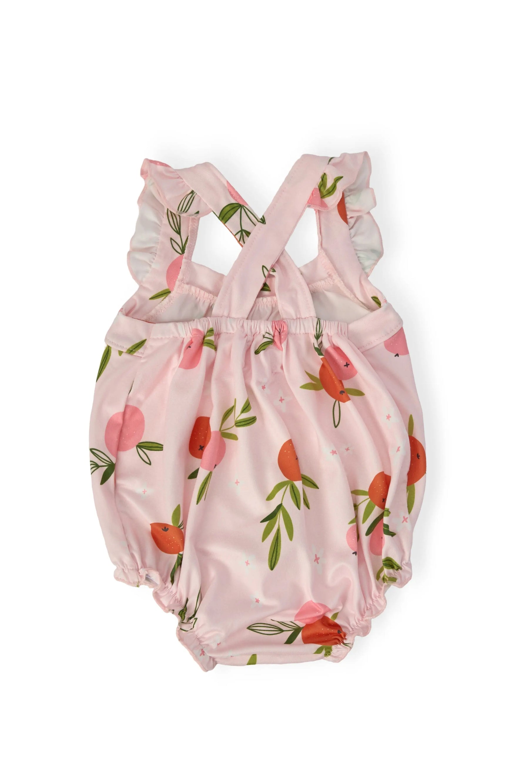 Mila & Rose ® Tangerine Ruffle Cross Back Romper - 