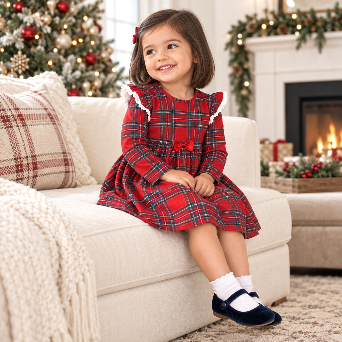 Christmas Bamboo Holiday Dress – Classic Red Plaid Charm by Tesa Babe
