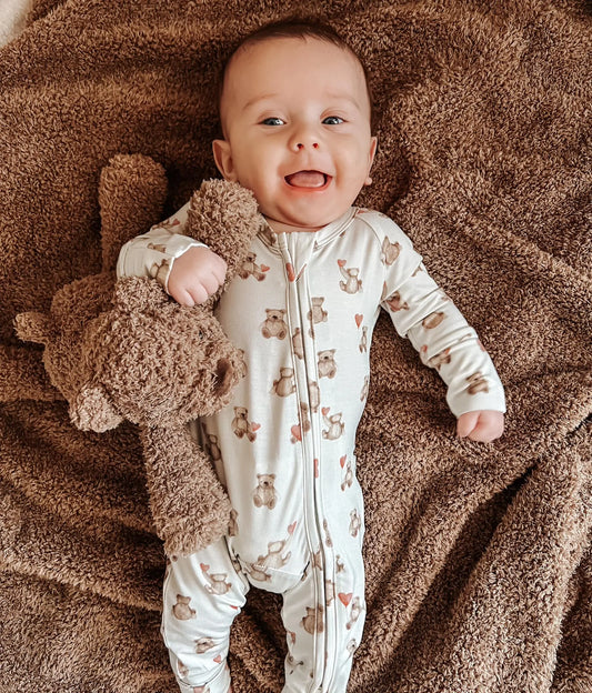 Teddy Gram Bamboo Zippy Pajamas Baby Sleepwear For Newborns Little Joy Co. Everetts Place: Online Boutique