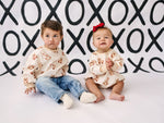 Little Joy Co. Teddy Gram Crewneck Sweatshirt With Plaid Bear Heart Design -