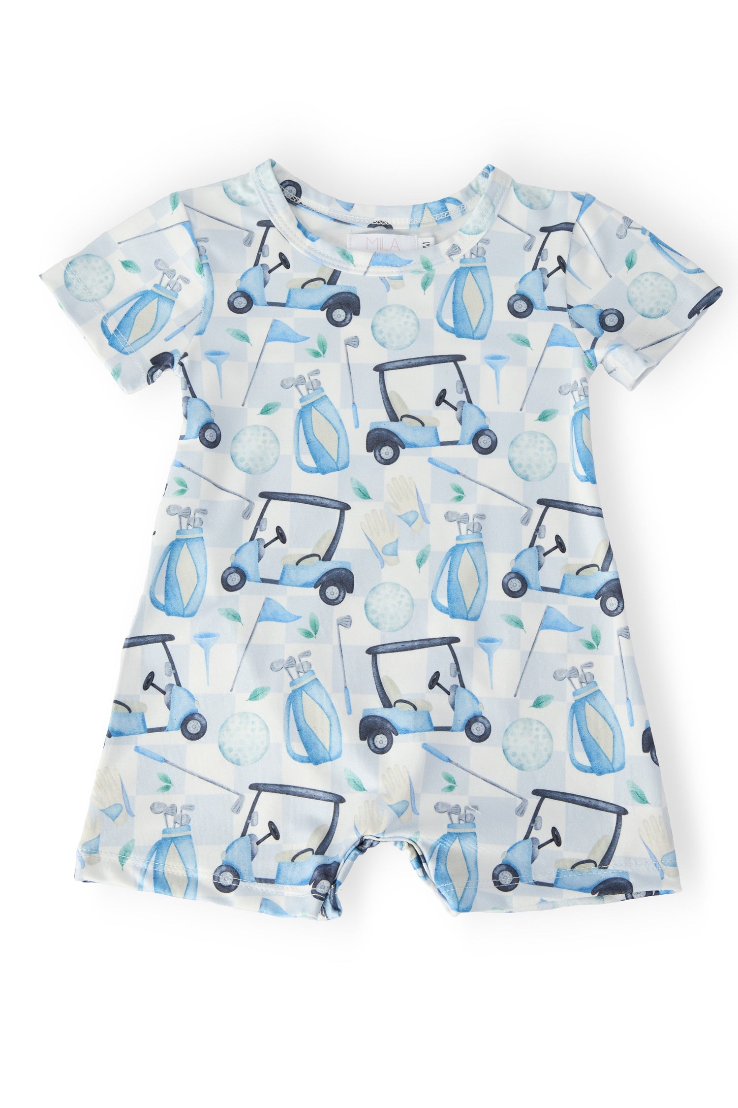 Mila & Rose Tee Time short sleeve shorty one-piece for baby.