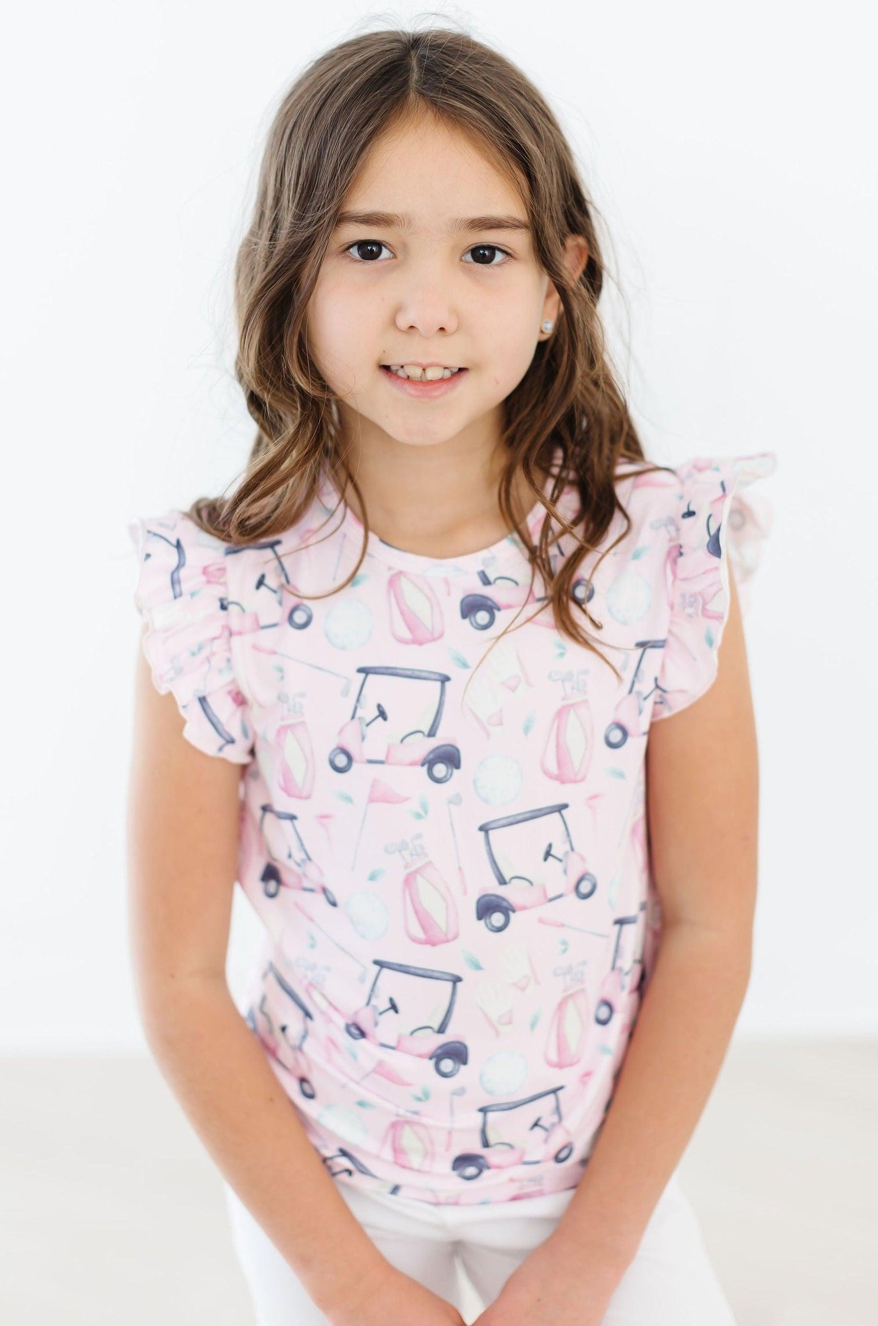 Tee Time Short Sleeve Ruffle Tee For Girls Mila Rose Mila & Rose ® Everetts Place: Online Boutique