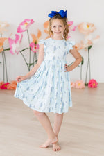 Texas Bluebonnets Flutter Sleeve Twirl Dress for Girls - Everetts Place Boutique - 