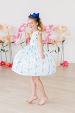Texas Bluebonnets Flutter Sleeve Twirl Dress for Girls - Everetts Place Boutique - 