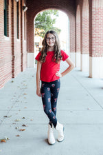Mila & Rose Texas Tech Black Raider Red baby leggings, soft and stretchy.