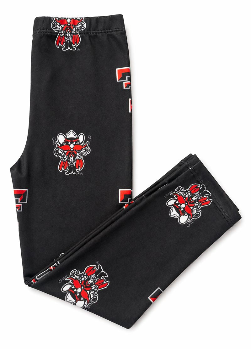 Mila & Rose Texas Tech baby leggings in black and Raider Red.